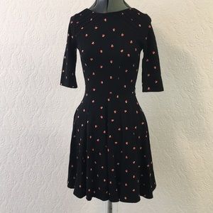 Black dress with apples fit and flare dress